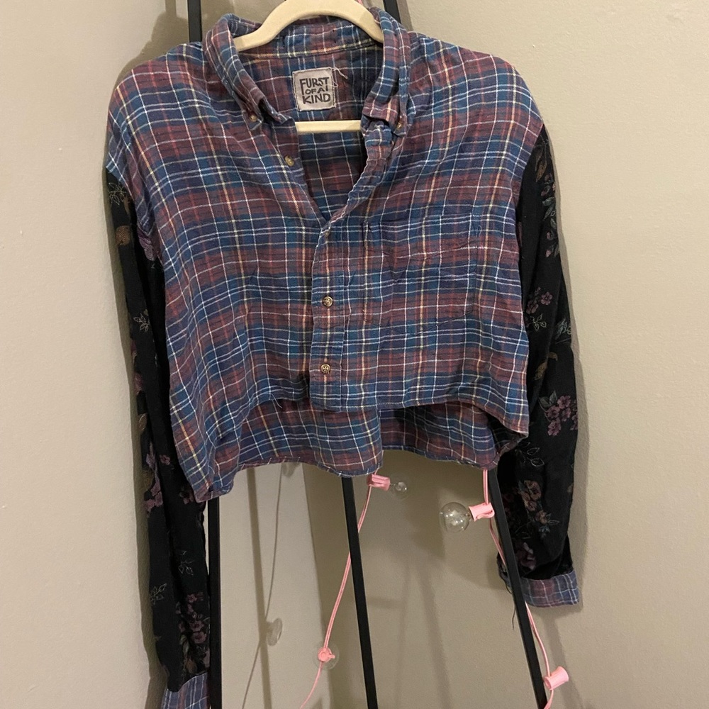 Furst of a Kind Mixed Media Cropped Flannel